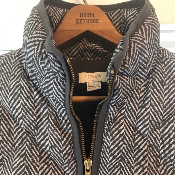J.Crew  grey tweed print puffer vest size xs - Picture 2 of 4